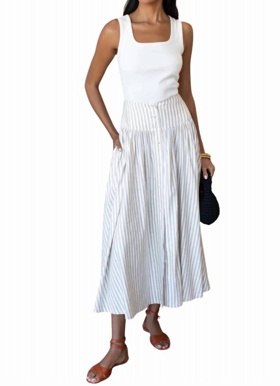 NEW EMERSON FRY elina skirt in almond stripe